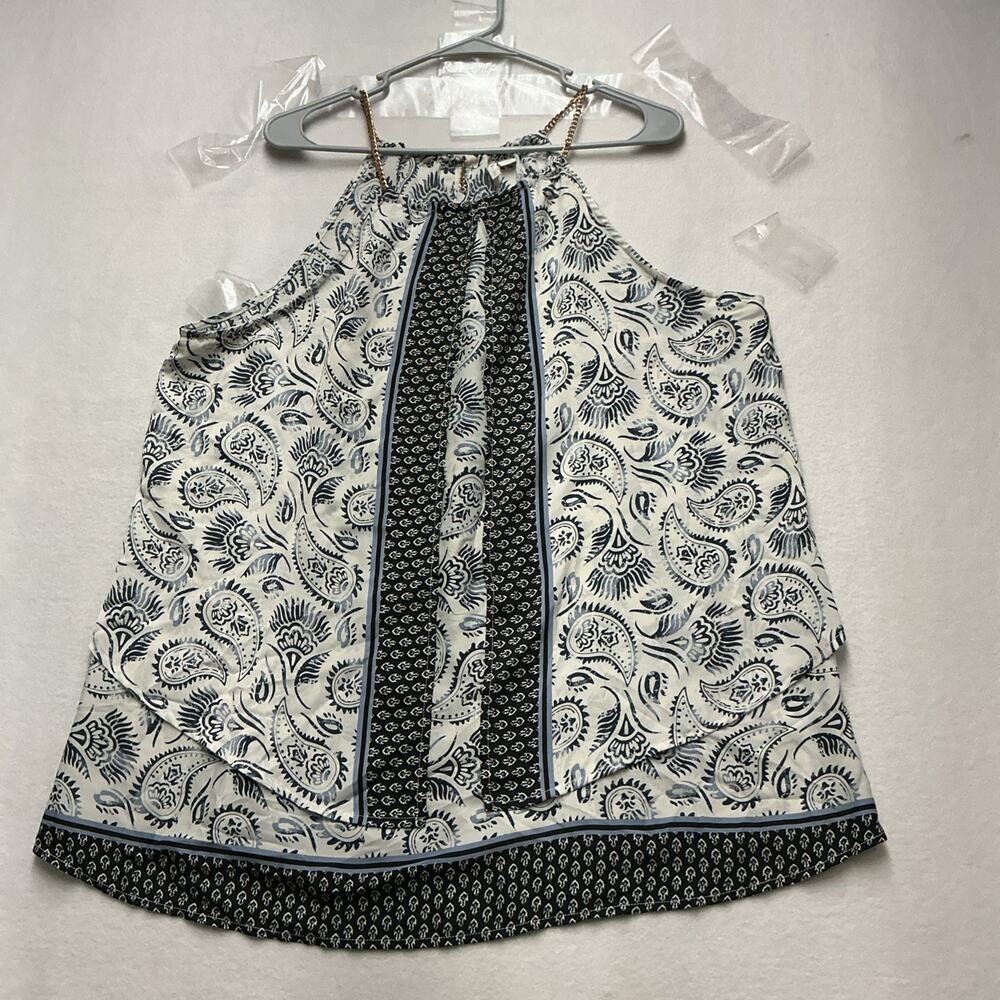 Cato Women’s Navy and White Paisley-Print Sleeveless blouse Sz 18/20W, 4205